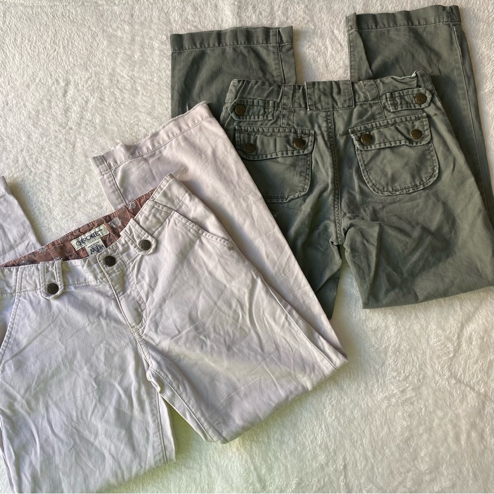 Vintage‎ Cherokee Pants Green Tan bundle size 8 cotton Low rise